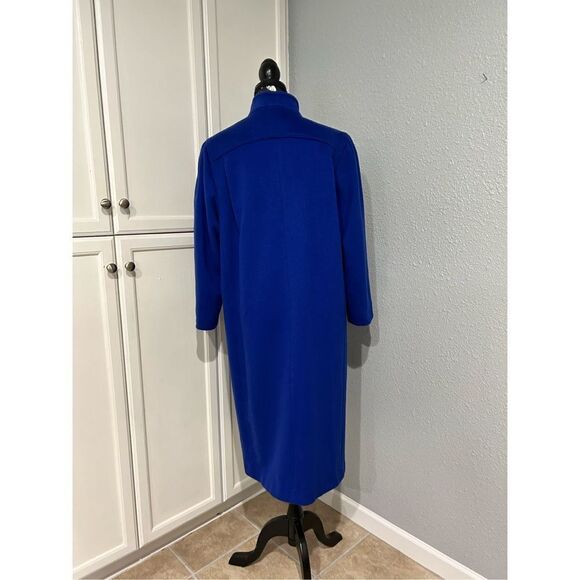 Coat Wool Royal Blue NWOT Double Breasted roll up button collar SZ 10 - Picture 2 of 9